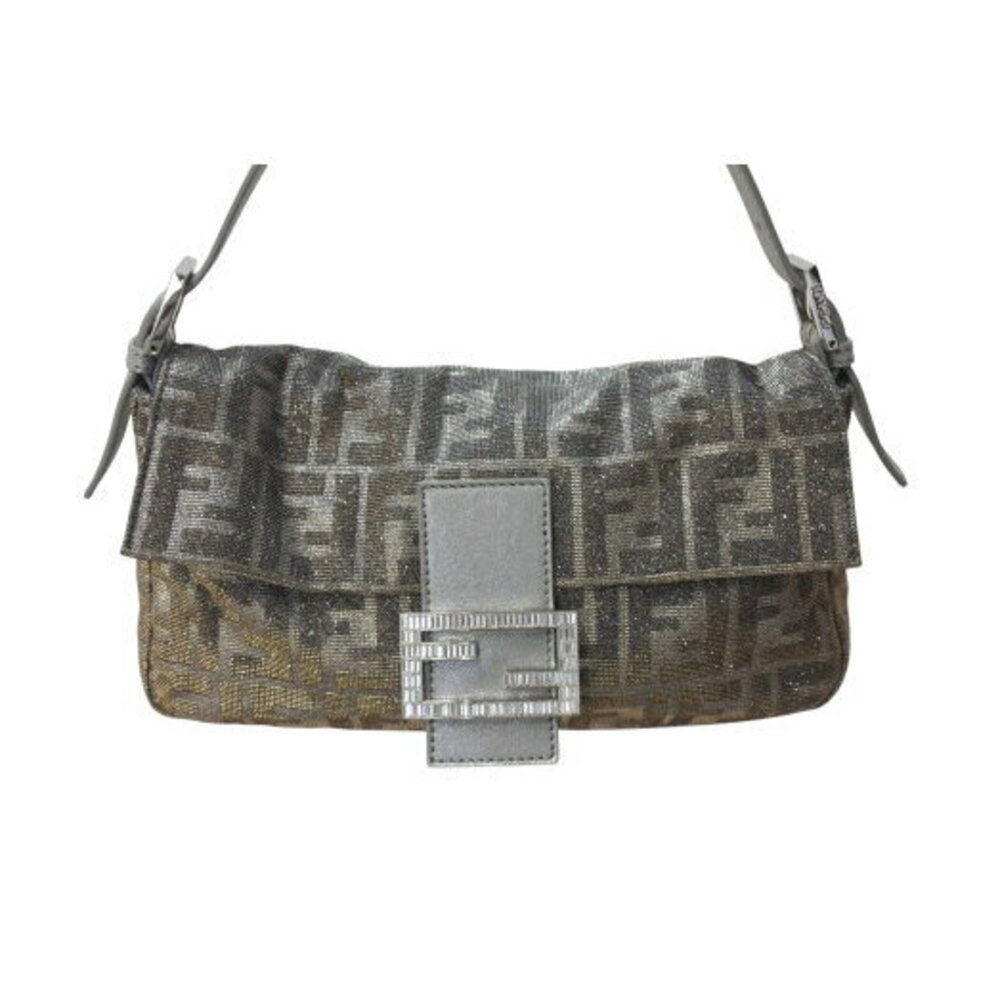 FENDI Mamma Bucket Hobo Shoulder bag Zucca rhinestones glitter silver gold - Picture 2 of 8